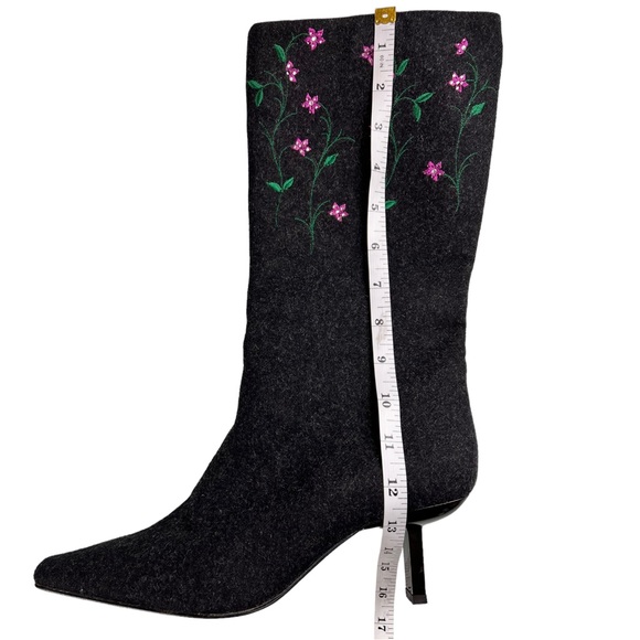 Bruno Magli Wool and Leather Embroidered Boots Size 8 Made in Italy - Picture 12 of 17